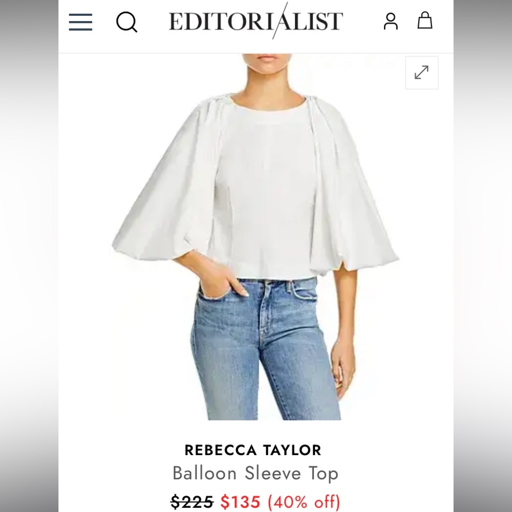 Rebecca Taylor Cream Balloon Sleeve Blouse M
